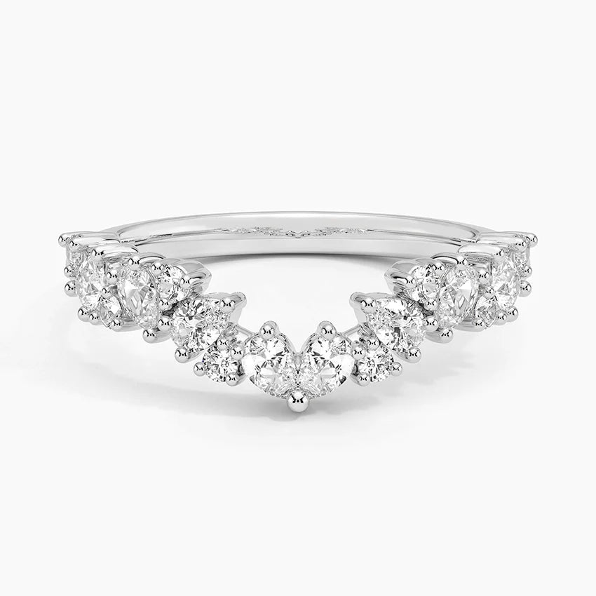Rayonu Olivetta Lab Diamond Ring front view with contoured round & pear-shaped diamonds