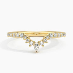 Rayonu Luxe Lunette Ring top view emphasizing pear-shaped and round diamond frame