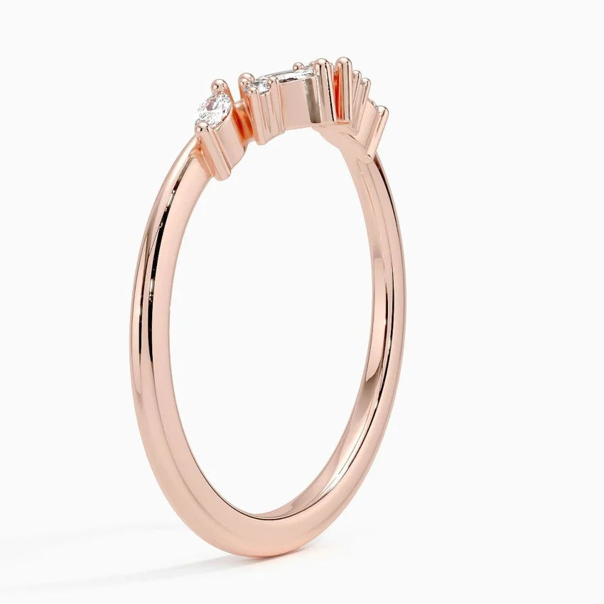 Rayonu Yvette Ring paired with engagement ring for elegant styling