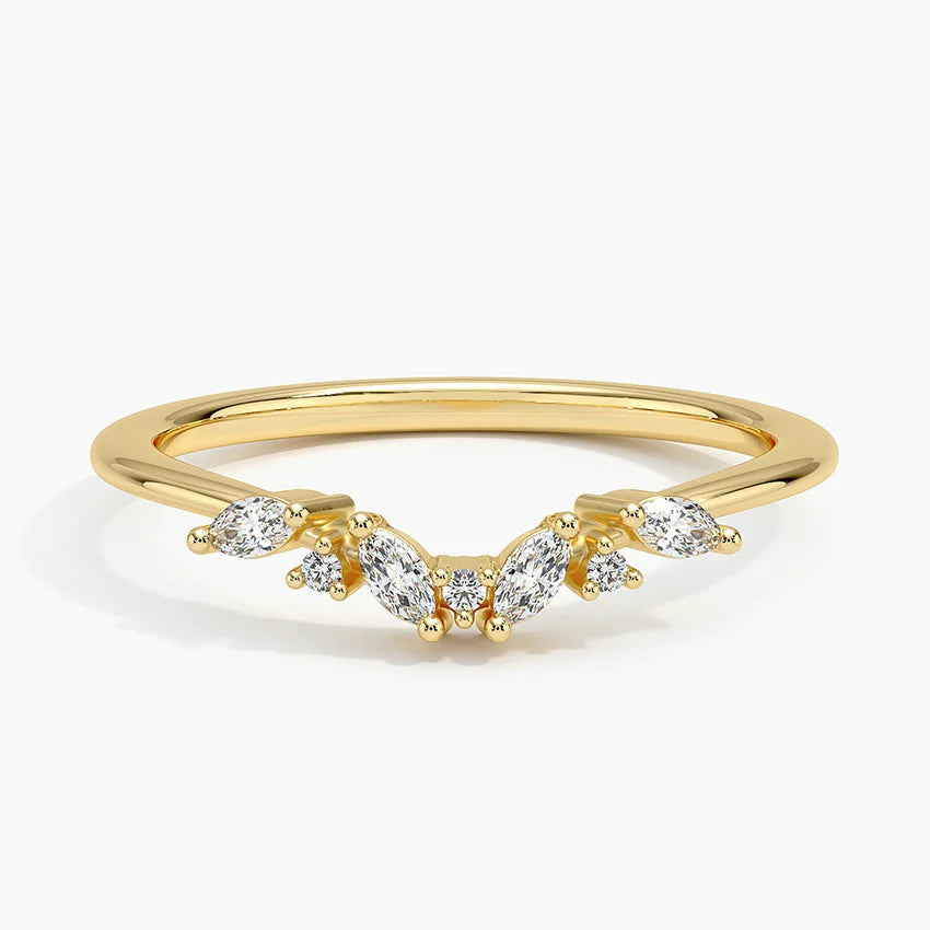 Rayonu Yvette Ring top view emphasizing sparkling chevron detail