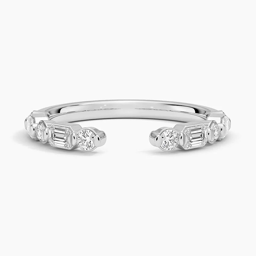 Rayonu Crescent Nested Lab Diamond Ring front view with sparkling crescent-shaped bands