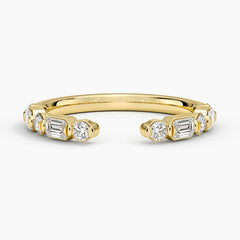 Top view of Rayonu Crescent Nested Ring with shimmering diamond accents