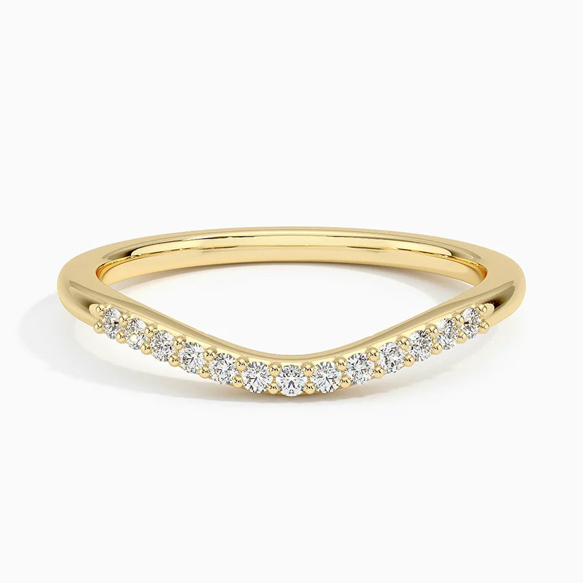 Rayonu Petite Curved Ring top view emphasizing curved wedding band detail