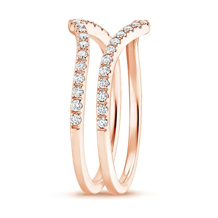 Elegant product shot of Rayonu Lab Diamond Ring Stack showcasing sparkle and chevron design