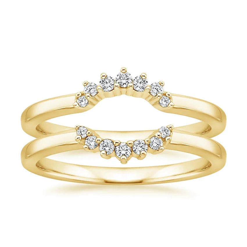 Top view of Rayonu Crescent Nested Ring with shimmering diamond accents