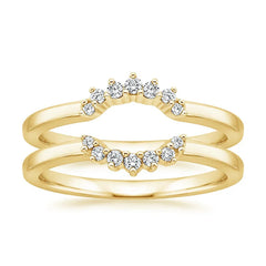 Top view of Rayonu Crescent Nested Ring with shimmering diamond accents