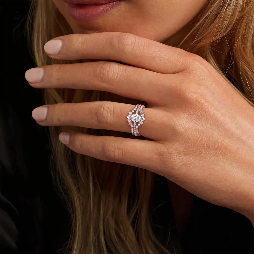 Elegant product shot of Rayonu Lab Diamond Ring Stack showcasing sparkle and curved silhouette