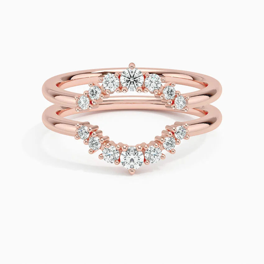 Detailed view of 3EX ideal cut diamonds on Rayonu Lab Diamond Ring Stack