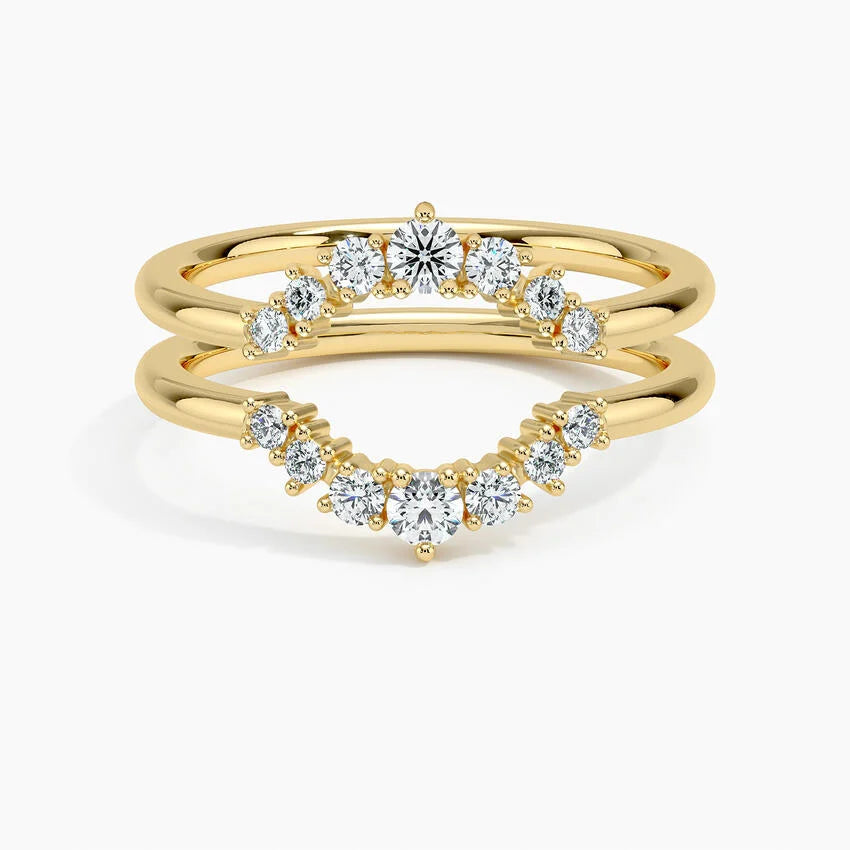 Top view of Rayonu Aria Ring Stack with cascading round diamond design